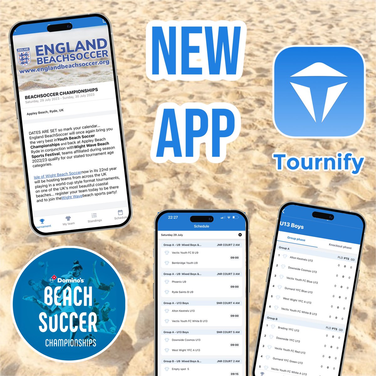You asked us 🗣️we listened👂🏼LIVE results, tables, fixtures, times, rules and event information now on our official event app, download 📲 Tournify #england #beachsoccer #events 

#beachsoccerworldwide 🏖️⚽️📱