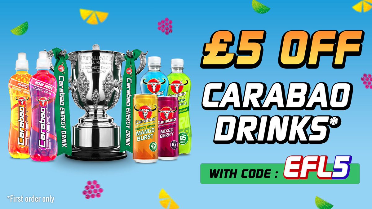 Official_BRFC's tweet photo. #AD 

Gas fans, Carabao drinks are giving you £5 off your first order across their fruity range, including free delivery!
 
Use code EFL5 at checkout to redeem this offer.
 
➡️ https://t.co/v6xQuchJQ1
 
@EFL https://t.co/CVwW47b1Bz