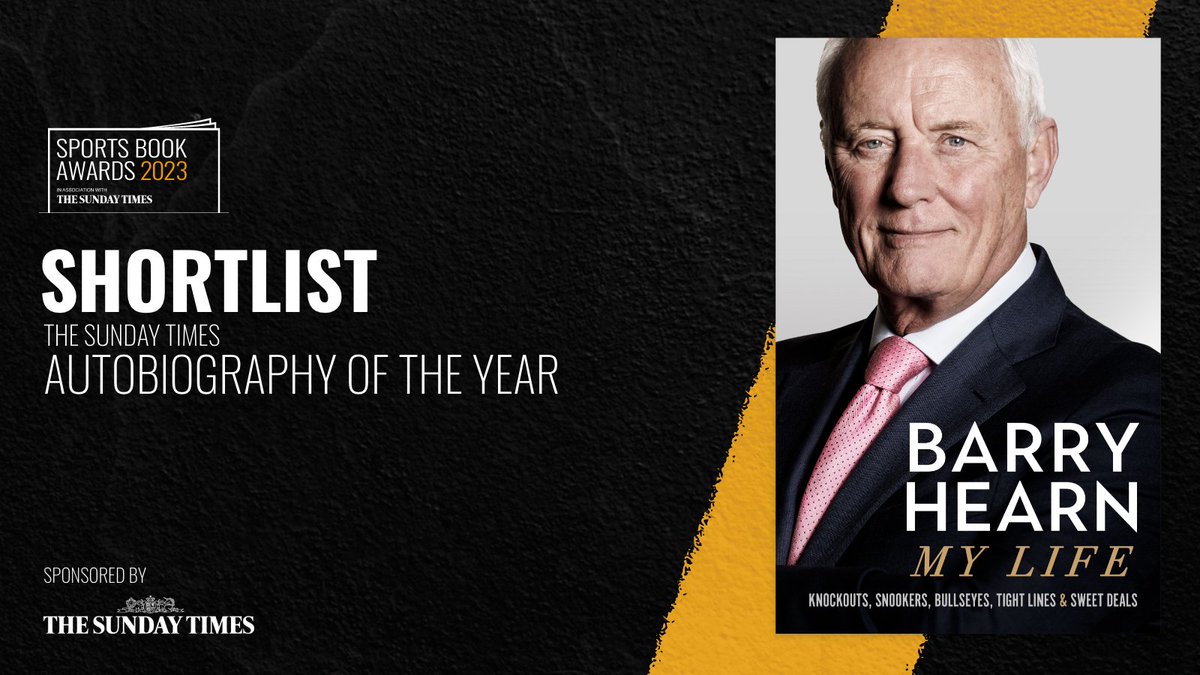 Also delighted to announce that @BarryHearn's My Life has been shortlisted for Autobiography of the Year in the 2023 #SportsBookAwards! Vote for My Life here > sportsbookawards.com/vote/ #SBA2 @sportsbookaward