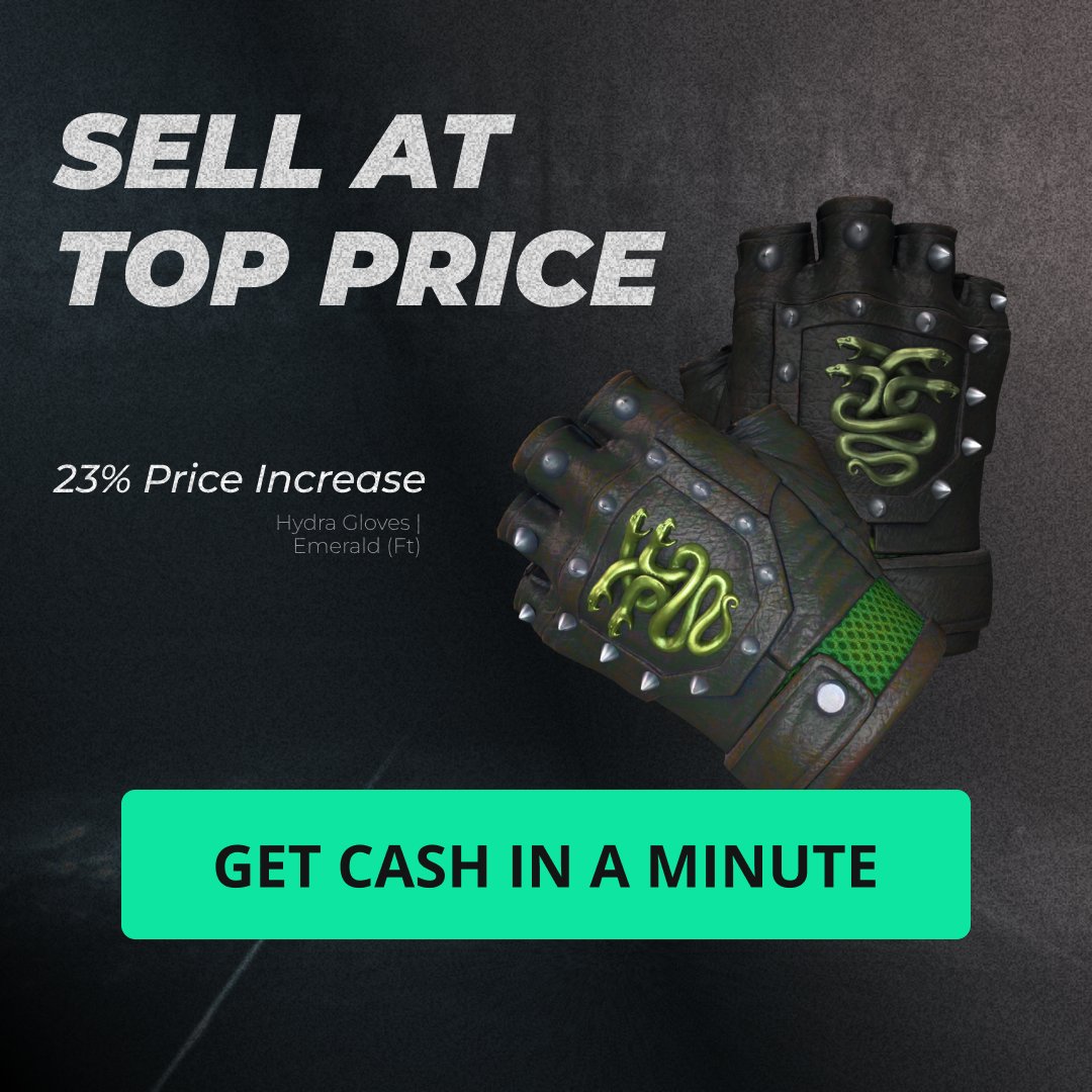 23% more cash for ★ Hydra Gloves | Emerald (Field-Tested) on Skins.Cash 💸