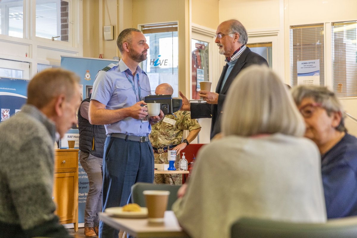 StnCdrHonington's tweet photo. So pleased to host and welcome our local Veteran community yesterday at my first quarterly coffee morning with them. Huge thanks to Station personnel for their hard work, continued support and of course...CAKE! #TeamHon @SSAFA @RAFBF https://t.co/rzElKe03qS