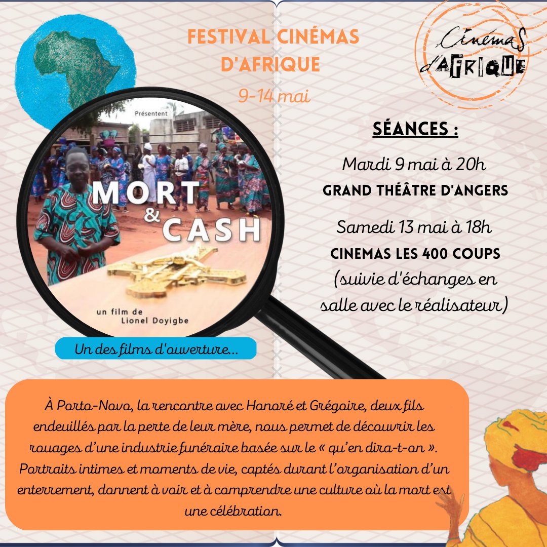 Focus film2⃣! 

Rendez-vous à la soirée d’ouverture du festival le 9 mai au Grand-Théâtre et le samedi 13 mai aux Cinémas les 400 Coups pour découvrir ce court-métrage 😁
#angersmaville #cinema #festival #cinemasdafrique