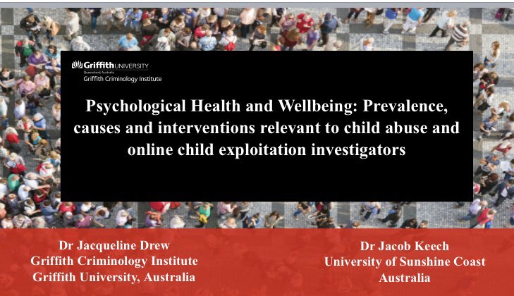 drjackid's tweet image. Presented today at Youth Technology &amp;amp; Virtual Communities Conference with colleague @jacobjkeech. Discussed psychological health of police investigators, protective factors that buffer stress &amp;amp; trauma and prevention-driven wellness programs in policing.
#police #mentalhealth