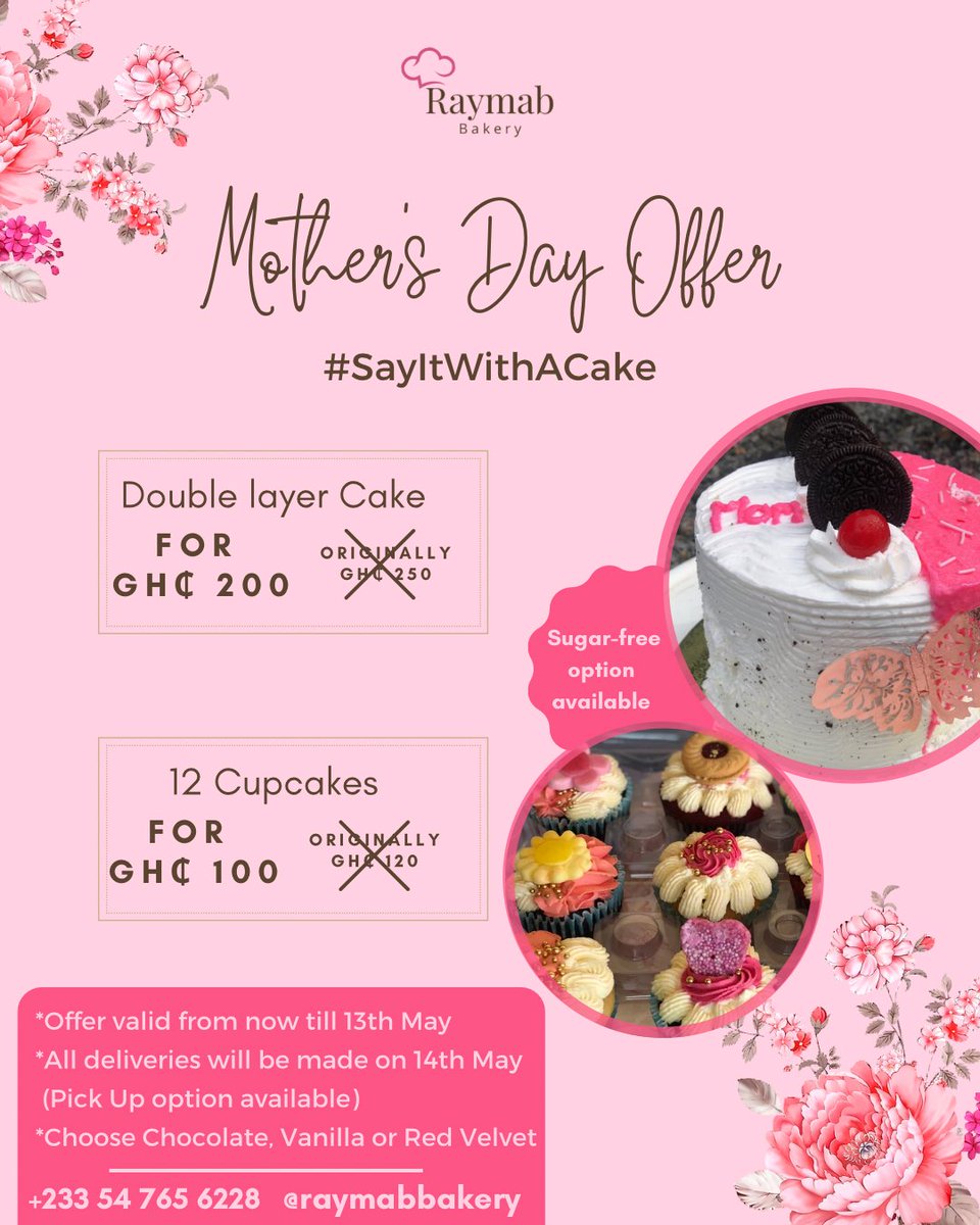 Raymabbakery's tweet photo. Mothers deserve everything but a cake is a good place to start! 😊
Send mum a cake or cupcakes this Mother's Day with our #SayItWithACake #MothersDay2023 Offer. Send us a dm to place your order 💕 https://t.co/w17qdKCqMb