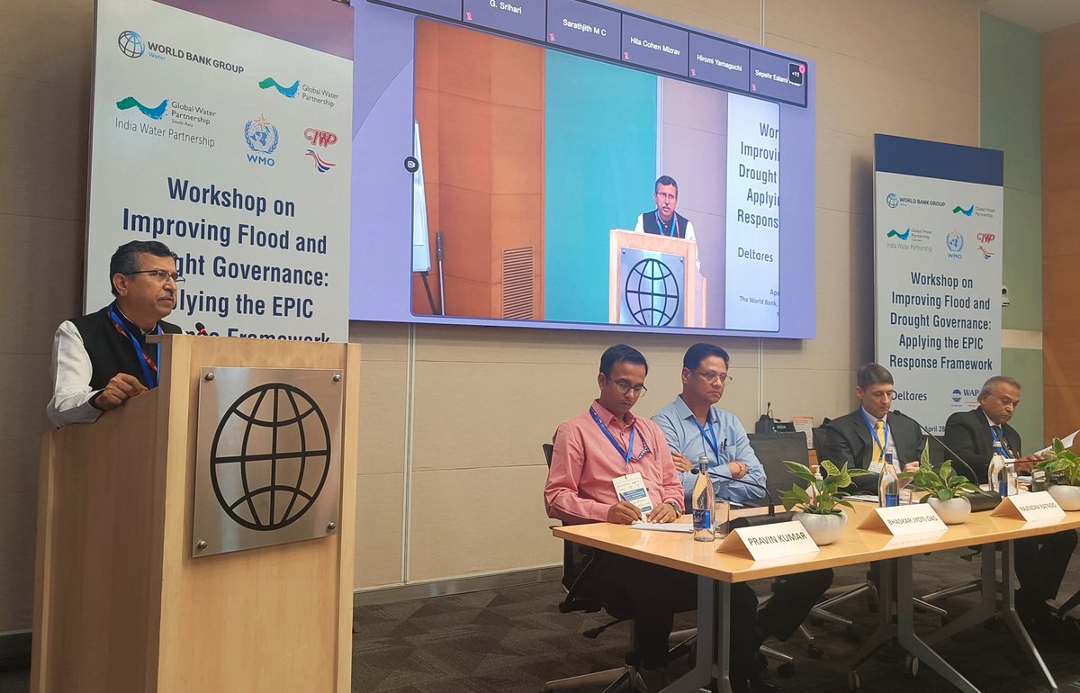 IWPindia01's tweet photo. Post lunch, Shri @RajendraRatnoo,ED, @nidmmhaindia, @ministryofhome1 at the #EPICResponse Framework highlighted the importance of community participation in mitigation to both floods &amp; droughts and can't be a top-down approach. 
@WorldBankWater @CWCOfficial_GoI @GWPnews @GWPSAS https://t.co/XHLPdiGCDc