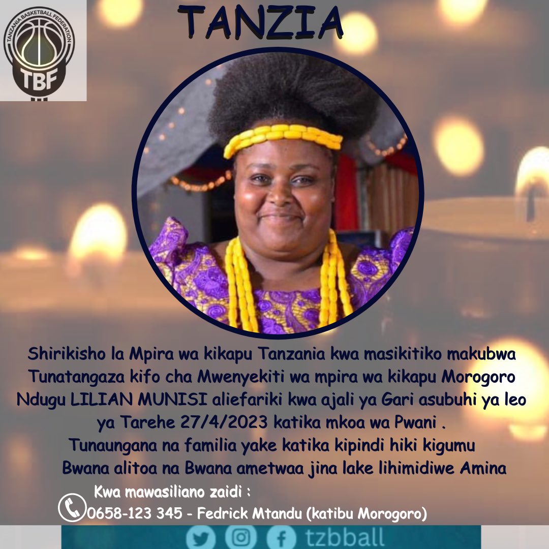 tzbasketball's tweet photo. Mwenyezi Mungu ailaze Roho ya Marehemu mahali pema peponi Amina🙏 https://t.co/k9XstJe12X
