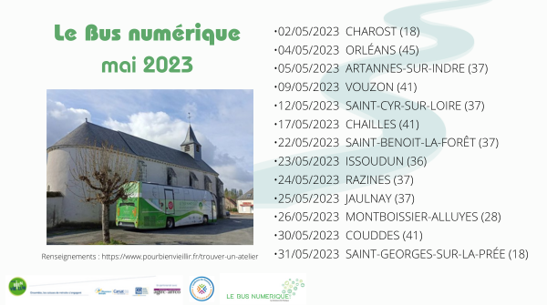 le #busnumerique sillonne la @RCValdeLoire et propose aux seniors des ateliers pour découvrir les outils #Numerique N'hésitez pas à en parler autour de vous @CarsatCVL @MSABT363741 @bclmsa @AgircArrco @departement_18 @eurelien @Indre36 @CD37_touraine @leloiret @departement41