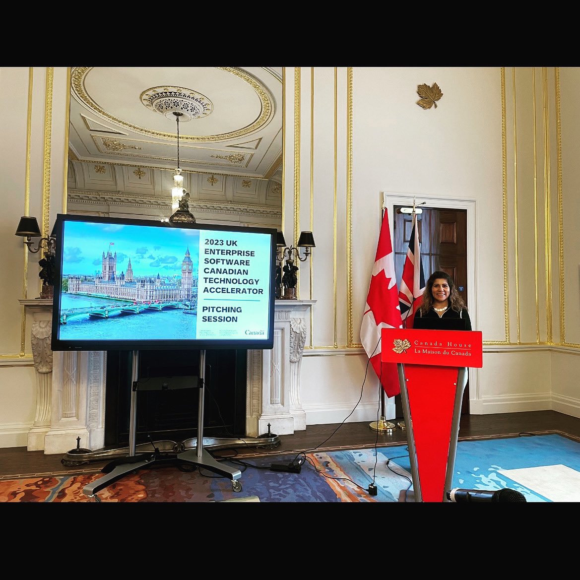 Always such a joy to be at Canada House in London. Here to judge at the Canadian Technology Accelerator Pitch Session. Just love giving back to the country that raised me 🇨🇦 💖#cta #canadiantechnologyaccelerator #Canadahouse #beingCanadian