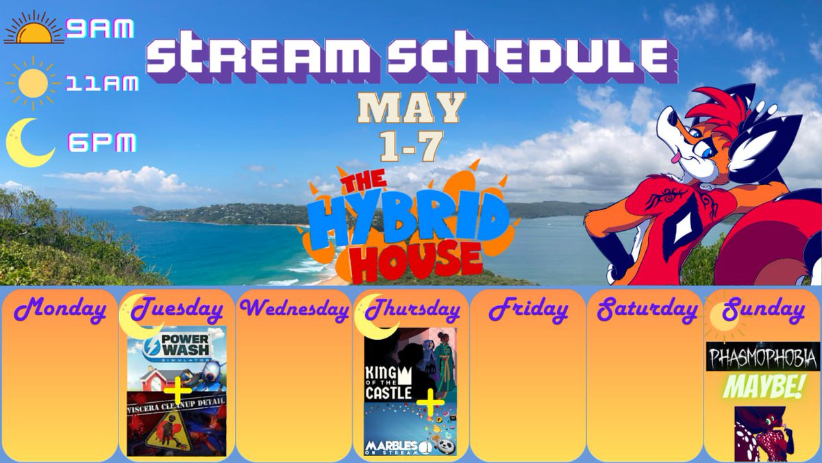 ReylithTV's tweet photo. The whole time i have been a streamer, never have i made a schedule, but big thanks to @CorgiCraft for inspiring me to make this basic one, I'm still recovering from surgery so not doing anything too extreme, for your local time be sure to find them in my discord https://t.co/MevKRnFxwJ