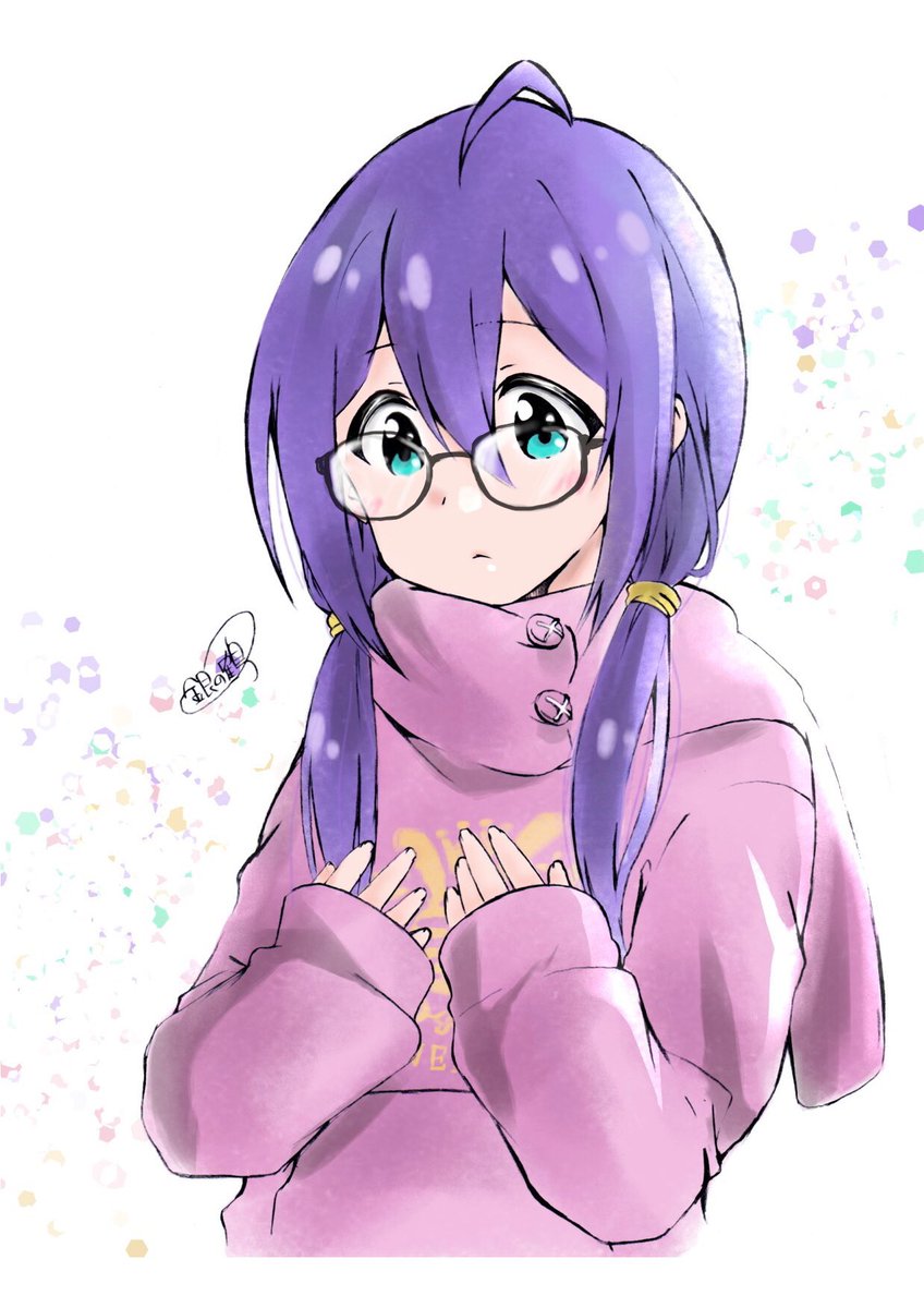 mochizuki anna 1girl solo glasses purple hair long hair ahoge twintails  illustration images