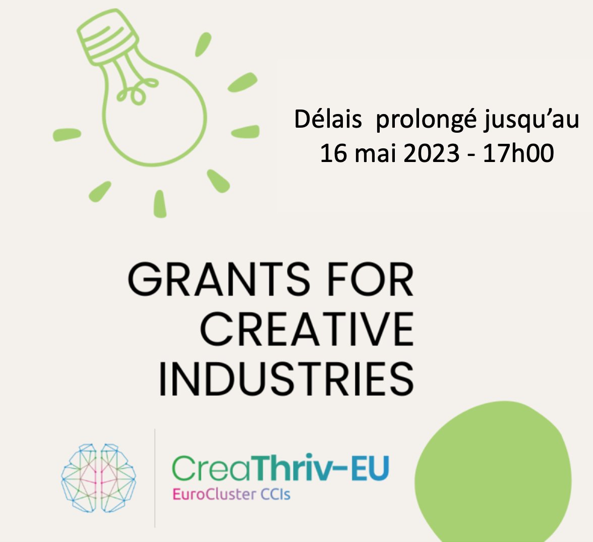 Des financements disponibles pour les #PMEs des industries culturelles et créatives. La deadline a été repoussée! Il est encore tps de faire vos demandes! 👉 16 mai - 17:00