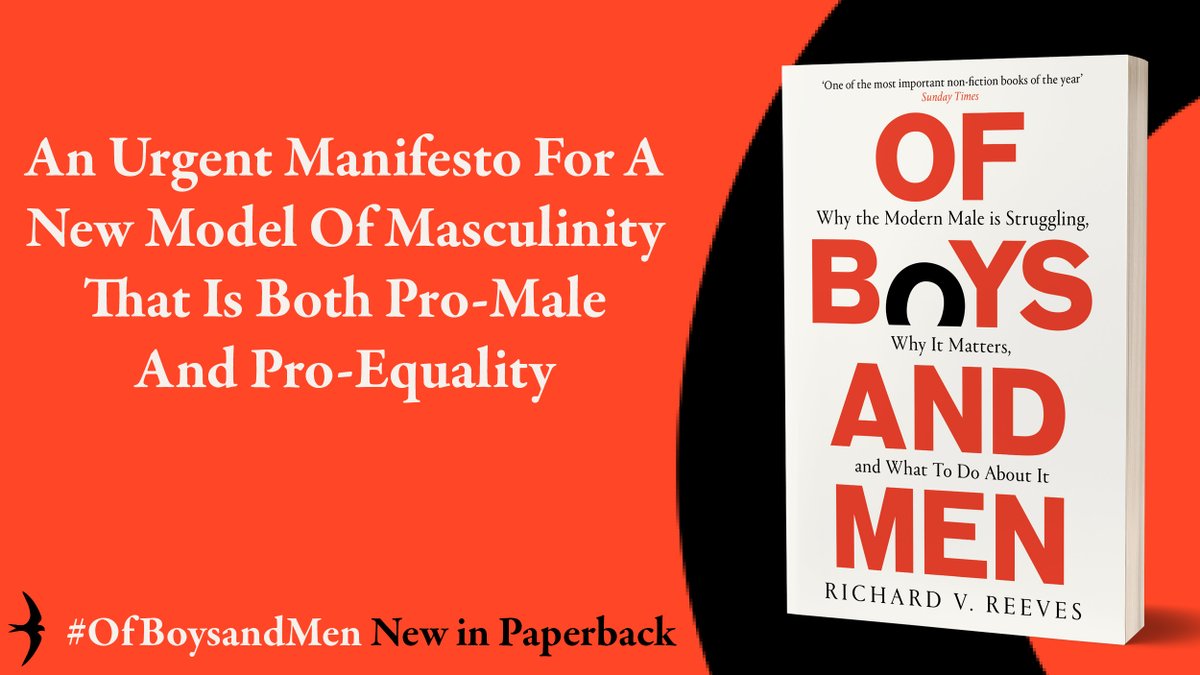 _SwiftPress's tweet photo. 'In his study of modern masculinity, Reeves argues that boys and men are struggling in key areas of life, including education, employment, family and mental health' 

#OfBoysandMen by @RichardvReeves is included in the @MailOnline must reads.

https://t.co/SdJE5WaehO https://t.co/bbwWL96u2e