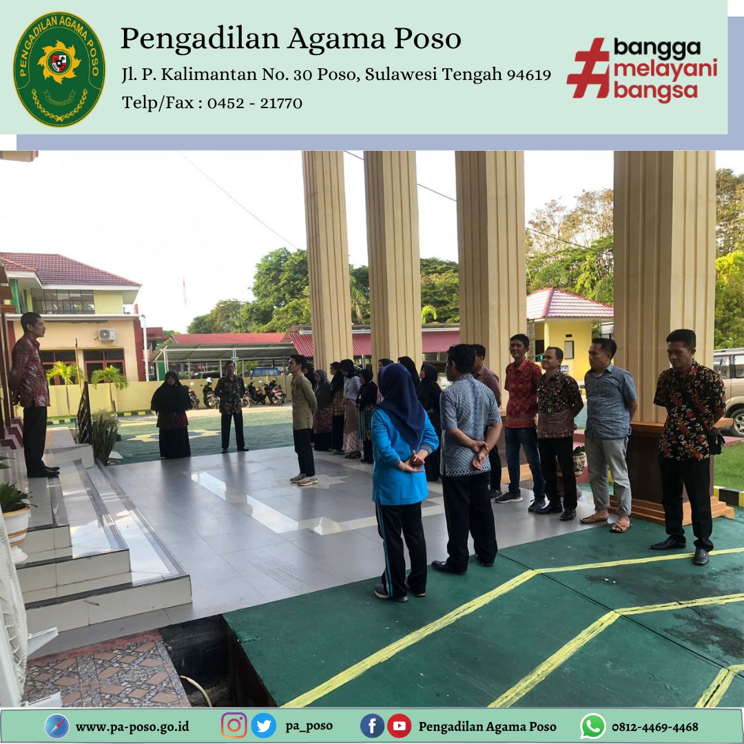 pa_poso's tweet photo. Jumat (28/4)
Apel Sore dipimpin oleh Ketua Pengadilan Agama Poso Faiz, S.HI., M.H. yang diikuti oleh Pimpinan, Hakim dan seluruh Pegawai Pengadilan Agama Poso.
#apelsore https://t.co/qskiFbWT62
