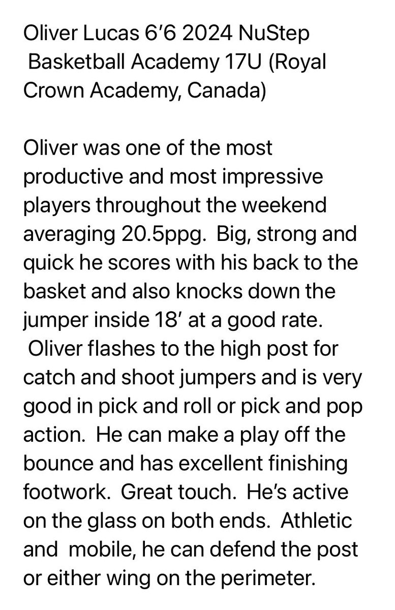 NorfolkKnights's tweet photo. Big Shots Spotlight!  Oliver Lucas 6’6 2024 NuStep Basketball Academy, Canada.  Averaged 20.5ppg at #BigShots #VaBeachSpringLive @BigShotsToday @BigShotsGlobal https://t.co/pCpmdttTTE