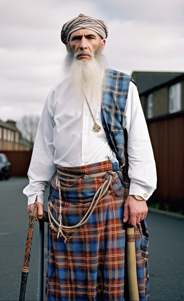 BenIqra's tweet photo. Ever wondered what the British people would look like now if Islamic Spain managed to reach the British Isles? 

AI has got your back. This is a Native Scotsman Muslim who's ancestors became Muslim in the middle ages. 👍 https://t.co/JtdbcUxPOG