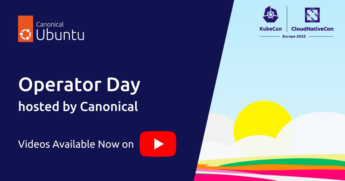 Canonical's tweet photo. ▶️ Operator Day presentations highlight the software operators' applications across the entire stack: on VMs, private clouds, public clouds, or in a multi-cloud scenario.
⭐ You can watch the full sessions on YouTube:
https://t.co/Z6XOj6ATeY
#operators #operatorday #kubernetes https://t.co/Ift2LV7Mu6