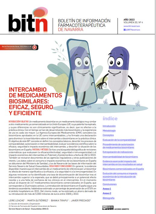 📝Nuevo BITNavarra 📝
Intercambio de medicamentos biosimilares: eficaz, seguro y eficiente.
doi.org/10.54095/BITN2…