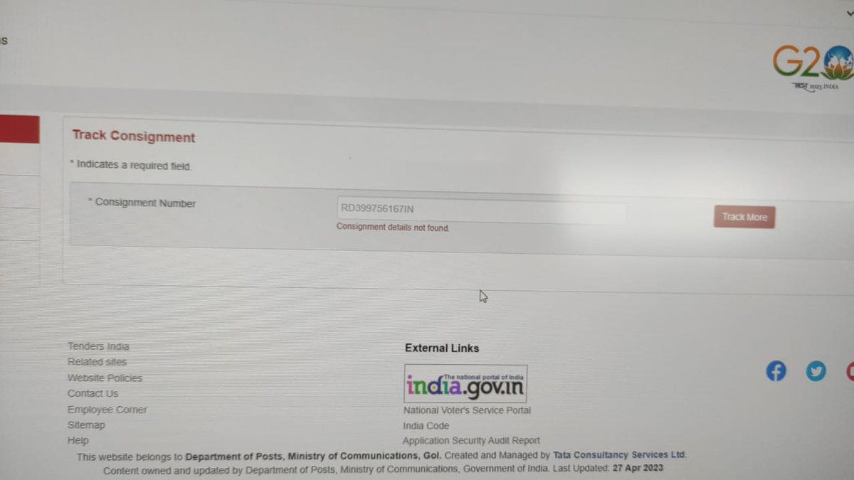 SKK43192575's tweet photo. Dear @IndiaPostOffice My consignment to Korea 🇰🇷 is lost somewhere.. Please help. RD399756167IN https://t.co/XOWVnoGw5f