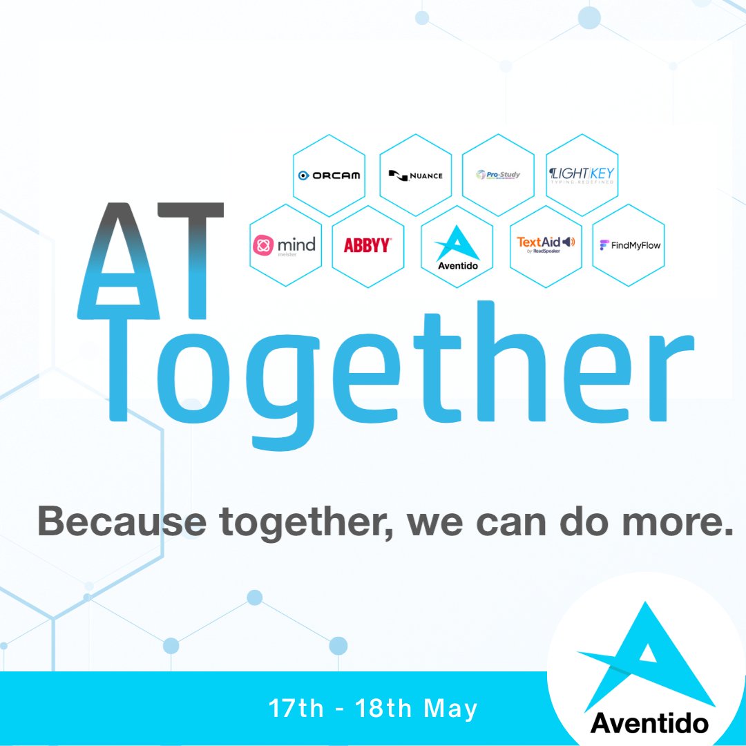 aventido's tweet photo. Calling all disability services and assistive technology professionals, we're bringing our free-to-attend assistive tech roadshow, #ATTogether, to Glasgow on 17th May and Edinburgh on 18th May, and we want to meet you!
Register here: https://t.co/WQGRAkBaig https://t.co/1sCdMgpUpN