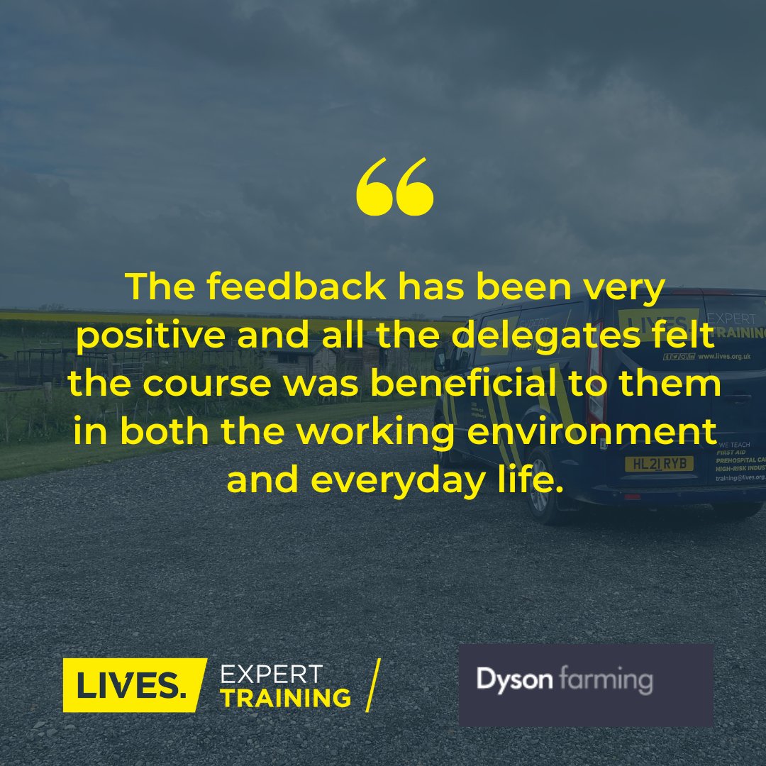 #feedbackfriday This week the LIVES Education Team delivered a QNUK Basic Trauma & Casualty Care (BTACC) course for Dyson Farming in Nocton, Lincolnshire. #experttraining #RTACC #SIA #Construction #highriskindustry