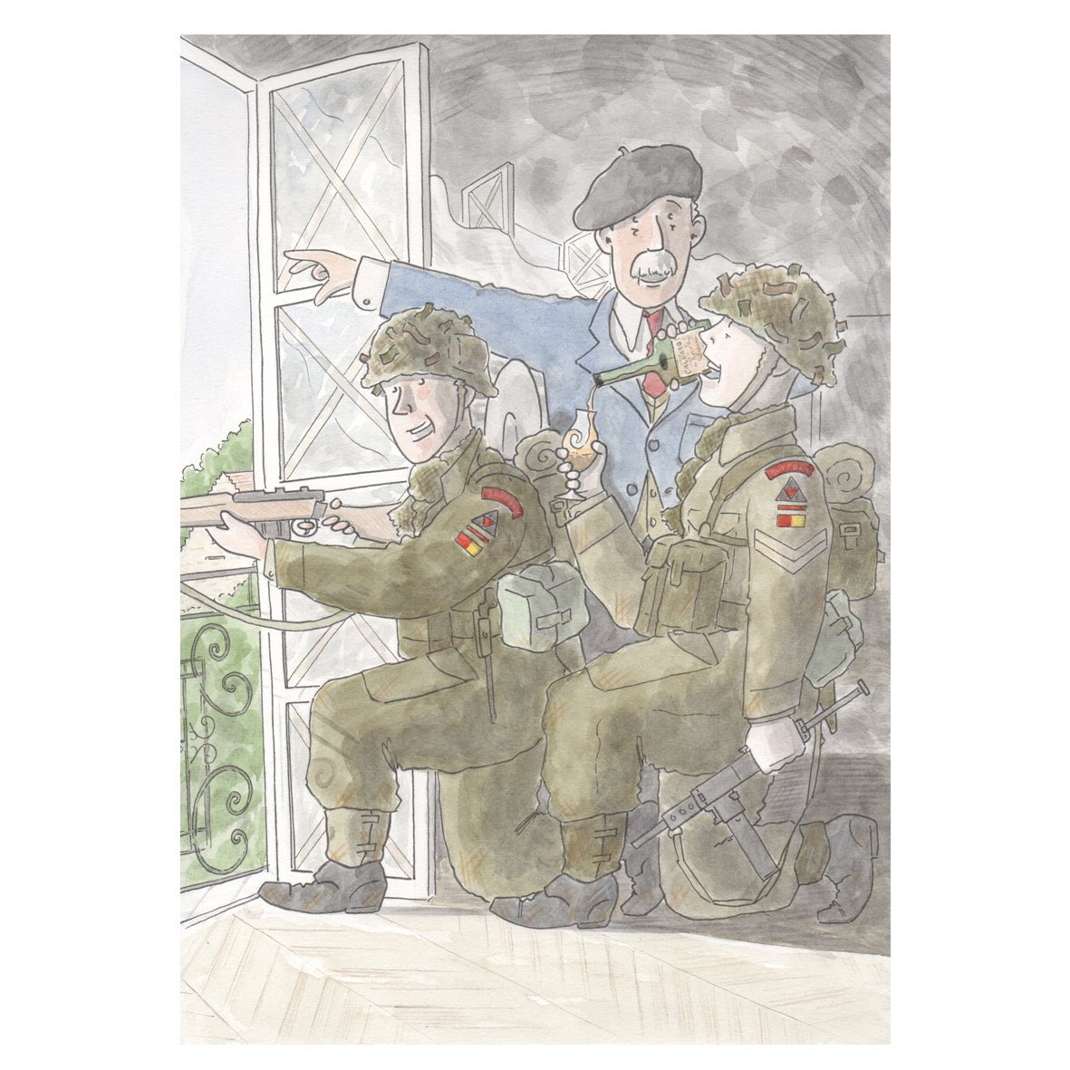 With the addition of my latest painting the Normandy 1944 series has grown to 8 pieces - which means a quarter of them feature Calvados! 

You can see them all here: timgodden.co.uk/shop/normandy

#ww2 #Normandy #Normandie #illustration