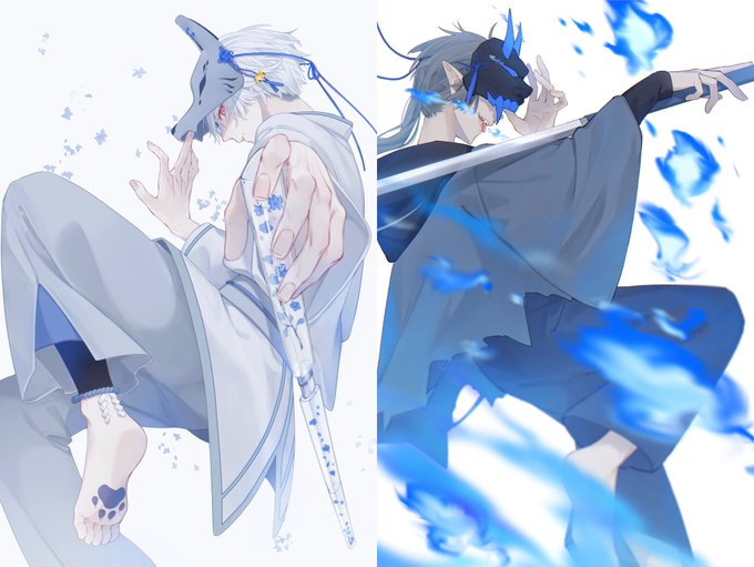 「blue fire glowing」 illustration images(Latest)