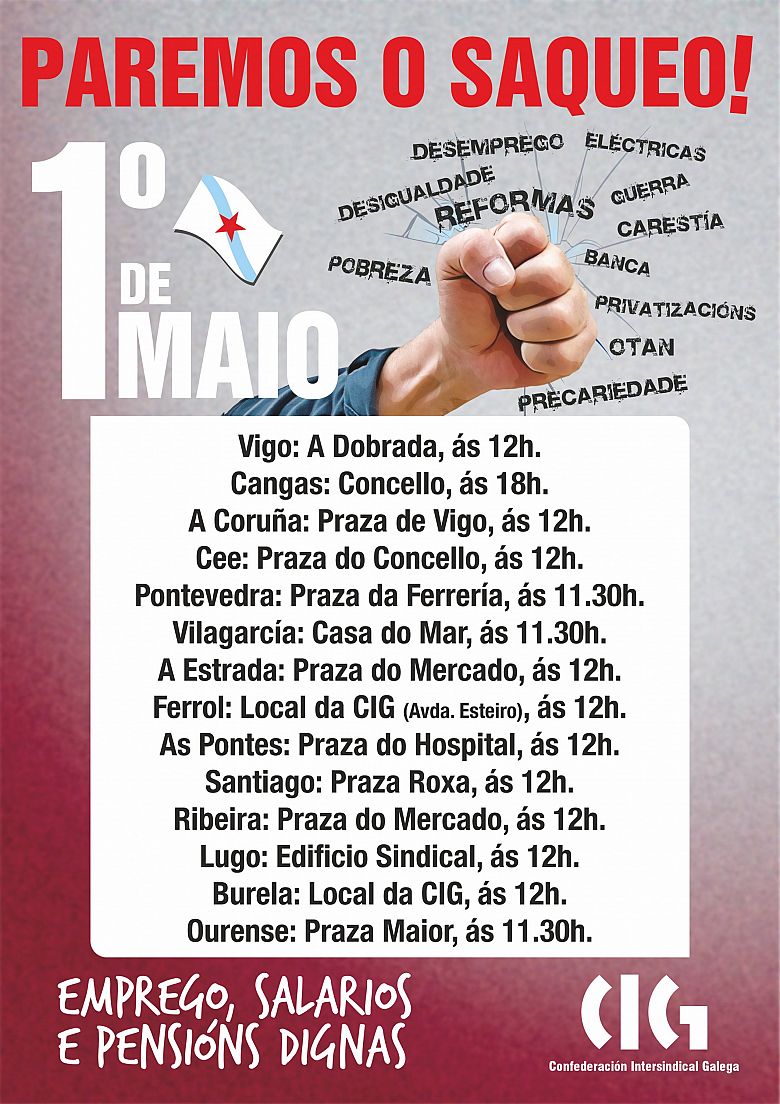 xlrivera's tweet photo. O 1 de maio, Día da Clase Traballadora, mobilízate co CIG. https://t.co/EZyBRGCqFV