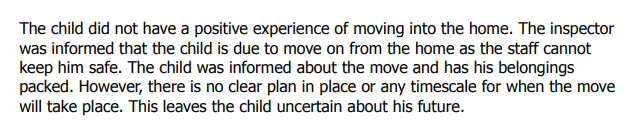 At a children's home in Stockport, a child waits with his belongings packed with no idea about when or where he will be moving.