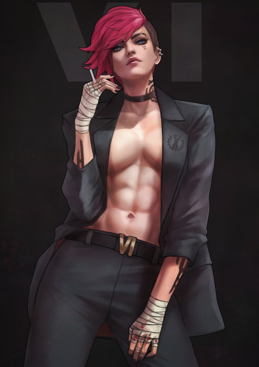 MonoriRogue's tweet photo. Vi
https://t.co/Q1HgEFBZDI

Vi in a suit.
Might do a few more in this style next month, who should I draw? https://t.co/ltBlV776W6