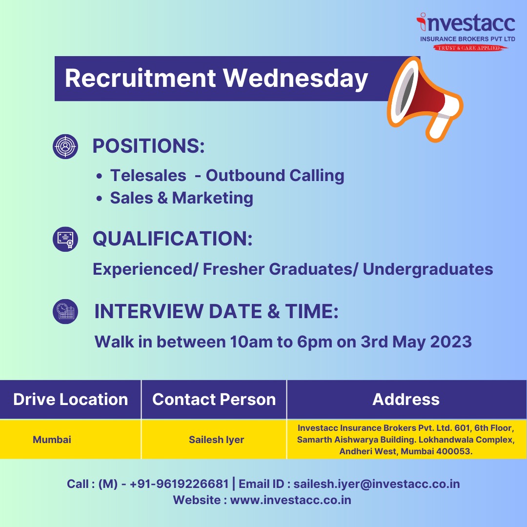 InvestaccINC's tweet photo. We are #Hiring a fresher &amp; Experienced #Telesales and #Sales &amp; #Marketing #Executive in our office. Hurry up and apply for the #Job to be a part of our Awesome Team!!

#Investacc #Recruitment #SalesMarketing #WeAreHiring #HiringNow #NowHiring #JobOppurtinity #JobOpening https://t.co/CG1PyubaEX