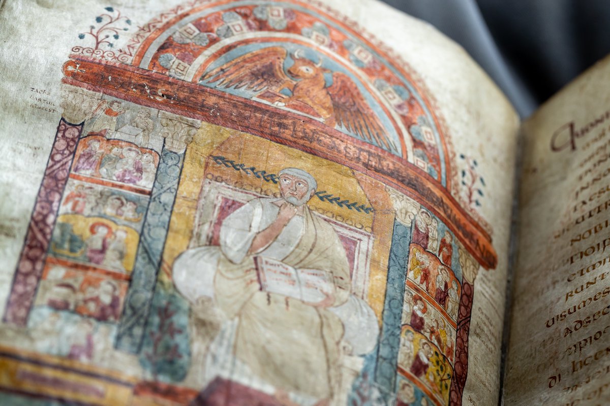 CorpusCambridge's tweet photo. Our Augustine Gospels, one of the great treasures of the nation, is to appear in the Coronation of King Charles III /1 of 3 https://t.co/98b9peIBh3