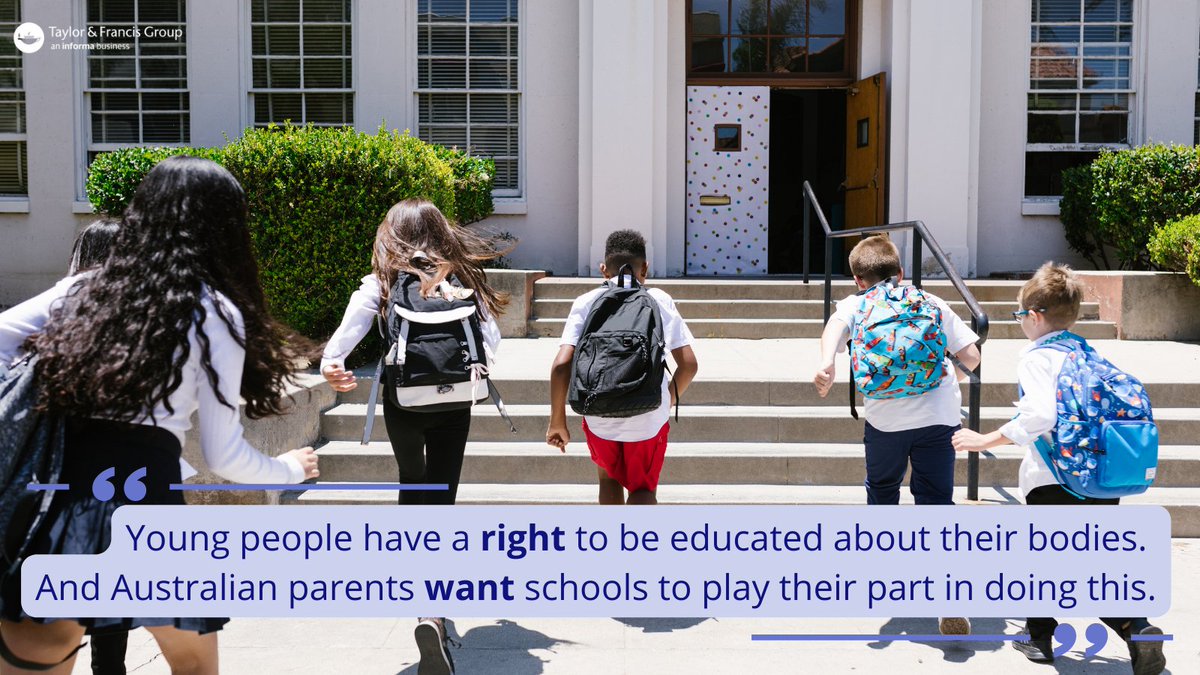 Taylor&Francis News (@tandfnewsroom) on Twitter photo A survey of 2,400 Aus parents show they want schools to teach more sex education topics and from an earlier age, 🏫
<a href="/JacquiHendriks/">Jacqui Hendriks</a> <a href="/Marson_Katrina/">Katrina Marson</a> <a href="/burns_sharyn/">Sharyn Burns</a> found approximately 90% of parents supported topics the curriculum typically avoids 👇🏽
tandfonline.com/doi/full/10.10… A survey of 2,400 Aus parents show they want schools to teach more sex education topics and from an earlier age, 🏫
<a href="/JacquiHendriks/">Jacqui Hendriks</a> <a href="/Marson_Katrina/">Katrina Marson</a> <a href="/burns_sharyn/">Sharyn Burns</a> found approximately 90% of parents supported topics the curriculum typically avoids 👇🏽
tandfonline.com/doi/full/10.10…
