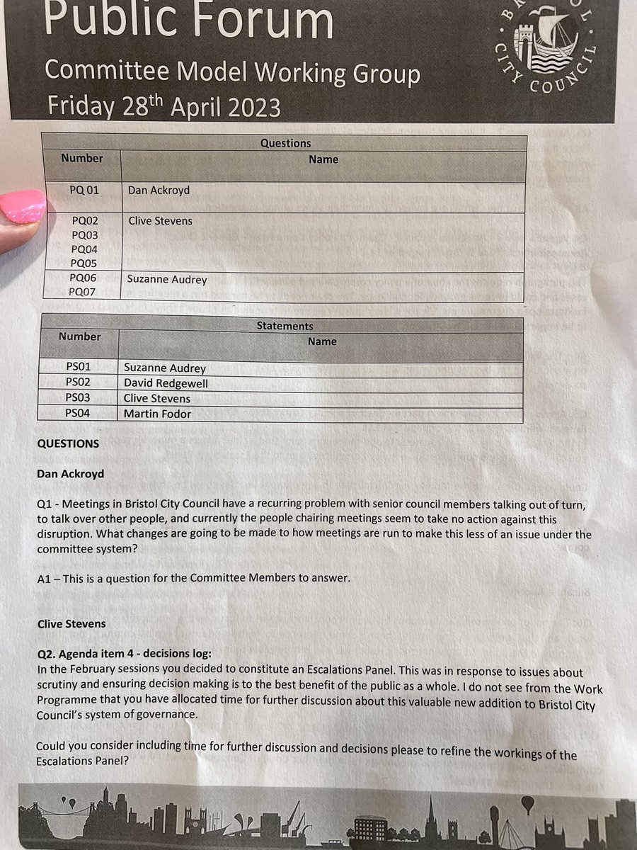 @stillawake @MPowerBristol @AudreySuzanne @AlexGSeabrook @joshop68 @GeorgeFergusonx @ScrapTheMayor @cllrtimkent @GuyPoultney @henry_michallat I think it’s Dan Ackroyd who’s filming. I ran into him in a Clifton pub a couple of weeks ago.

Interestingly he asked the first question today about poor behaviour from Senior Council members talking over each other and the public with Chairs failing to act or enforce discipline