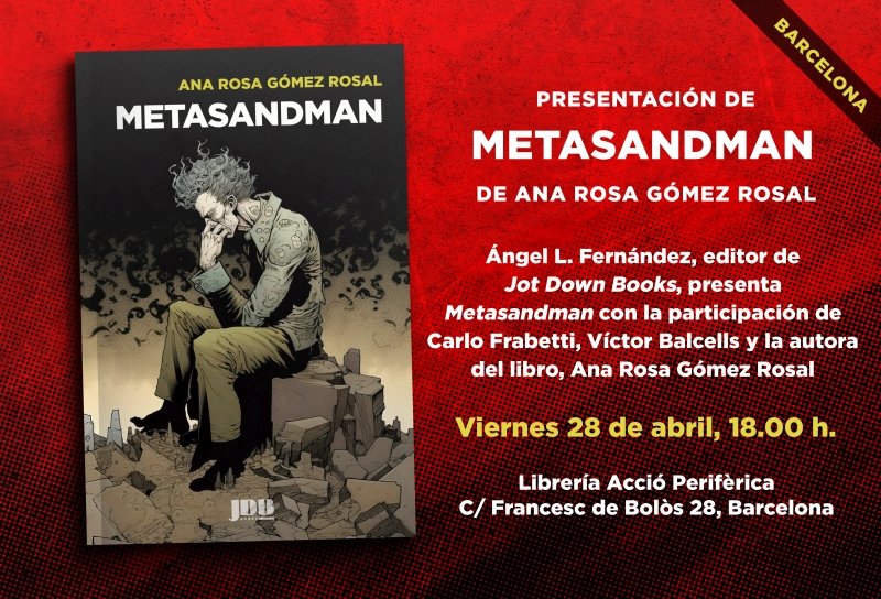 JotDownSpain's tweet photo. Os esperamos hoy en Barcelona en la librería @AccioPeriferica para la presentación de #Metasandman con @victorbalcells @CarloFrabetti @argomezrosal #filosofia #comics https://t.co/y2C2WxF56m