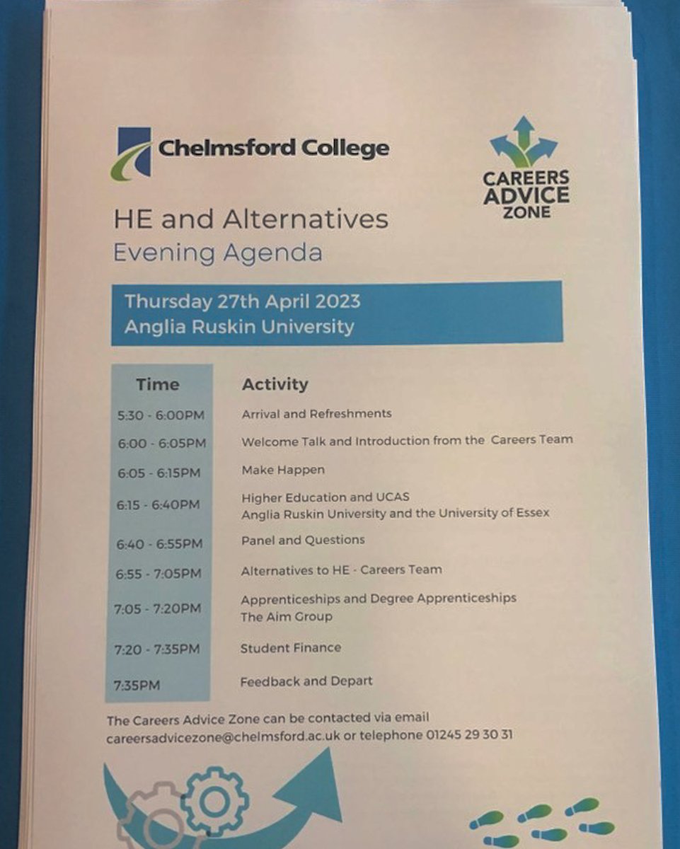 chelmsfordcol's tweet photo. Thank you to @AngliaRuskin, the @Uni_of_Essex, @THEAIMGROUPUK and @MakeHappenEssex for helping Chelmsford College with their HE and Alternatives evening.
#youhavechoices #careers https://t.co/1FOwXm8dsy