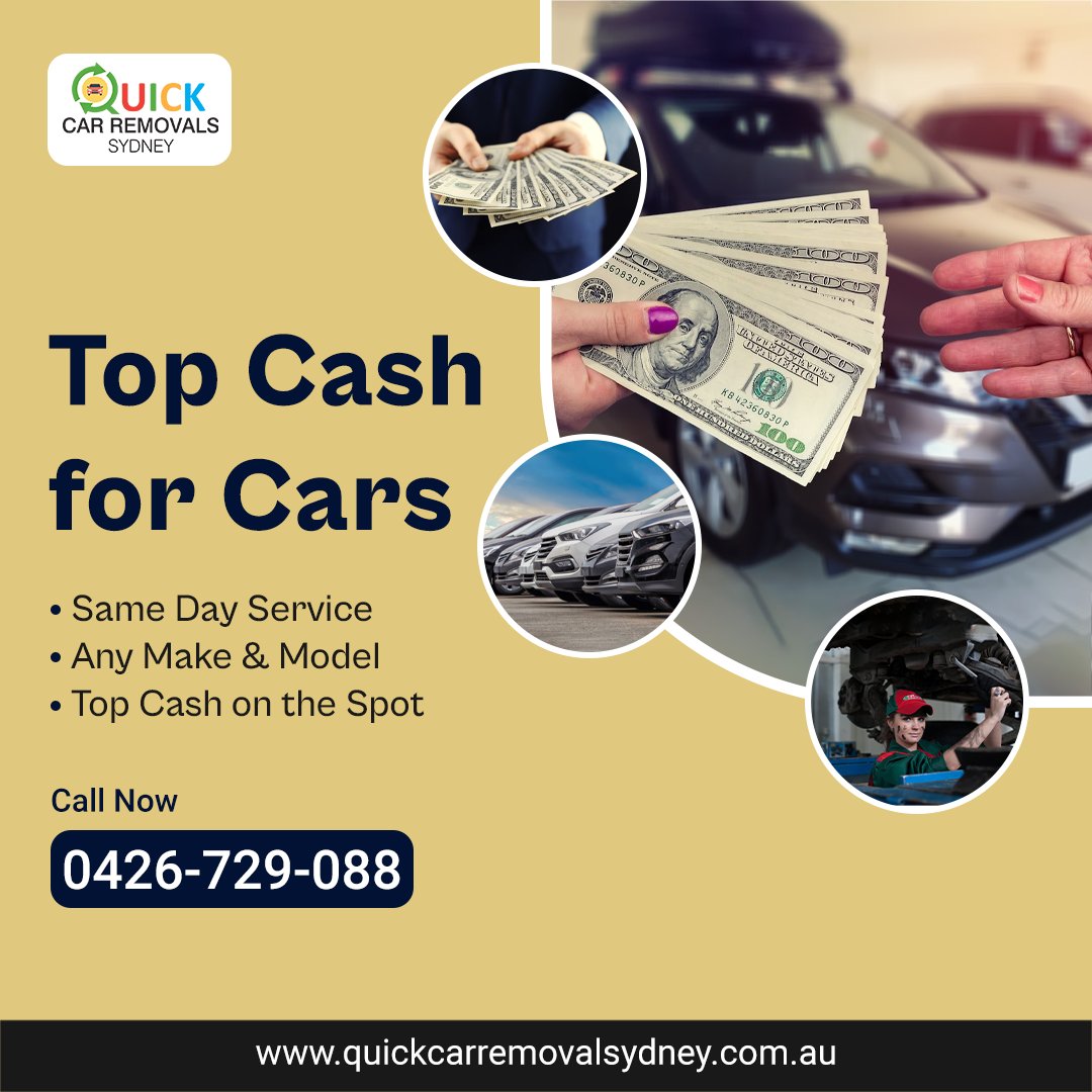 Quickcarremova1's tweet photo. We offer TOP #cashforcars with #samedayservice. We accept any make and model and offer the best price ON THE SPOT.
Call 0426 729 088
Visit Website - https://t.co/pChe7nzMxf

#quickcarremovalsydney #carremovalservice #cashforoldcars #samedayremoval #oldcarremoval #quickcarremoval https://t.co/c3fGSVn6Sy