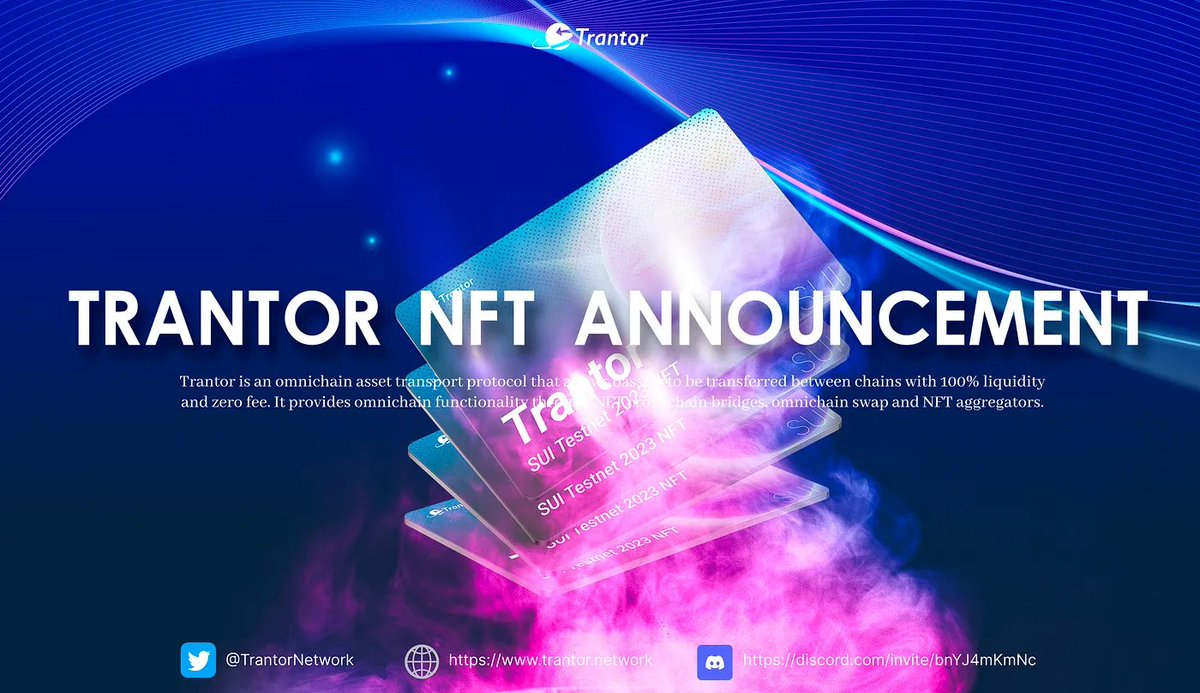 1/ 
🌠#TrantorNetwork is launching SUI NFT collection! It is an NFT minted on the #SUI mainnet. 

🚀This limited edition series encapsulates our development journey, celebrates our community, and embodies the exciting path ahead. 

👇Want to know more?
medium.com/@trantornetwor…