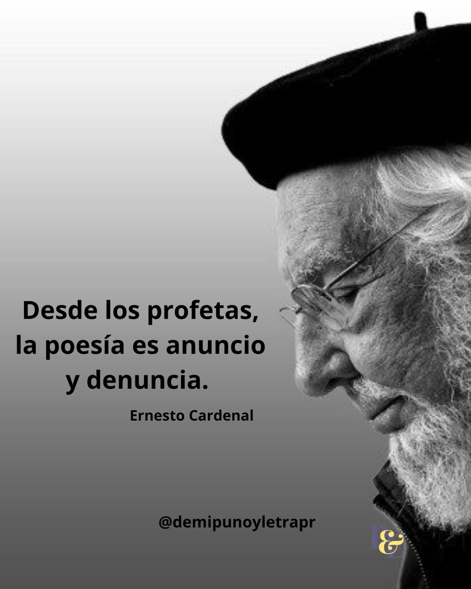 Los versos del día son de Ernesto Cardenal.
 
#demipunoyletrapr
#promoverlalectura
#leeresunbuenhabito
#librosyescritores
#talleresdelectura
#libros
#librosymás
#talleresdelectura
#correctoradetextos
#hablemosdelibros
#poesianicaraguense
#ernestocardenal