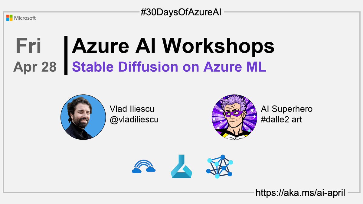 GlobAICommunity's tweet image. 🏭Welcome to day 26 of #30DaysOfAzureAI. Ready to explore Stable Diffusion&apos;s image generative model on Azure ML? Learn how to install and configure the web UI on GPU compute instances, and improve performance and security with our tips and tricks. 
buff.ly/40Bmolz