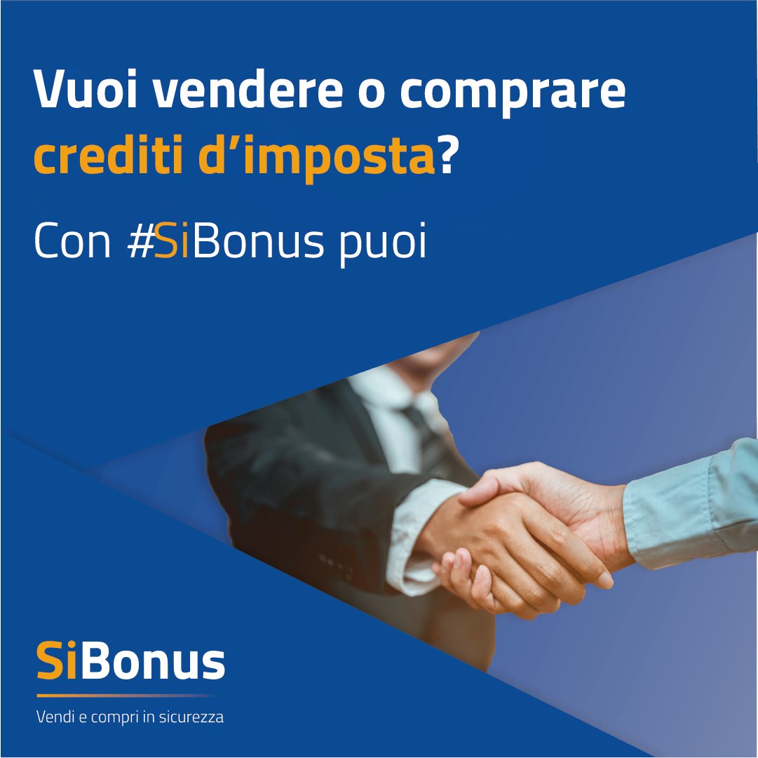 infocamere's tweet photo. Vuoi vendere o comprare crediti d’imposta?

#SiBonus è la piattaforma di #InfoCamere dedicata a chi vende o acquista crediti d'imposta per liquidità immediata o risparmio fiscale.  

Promossa dalle #CamerediCommercio e @CndcecConsiglio

Inizia da qui 👉 https://t.co/YPdiyfuQBI https://t.co/k6lt9y46yH