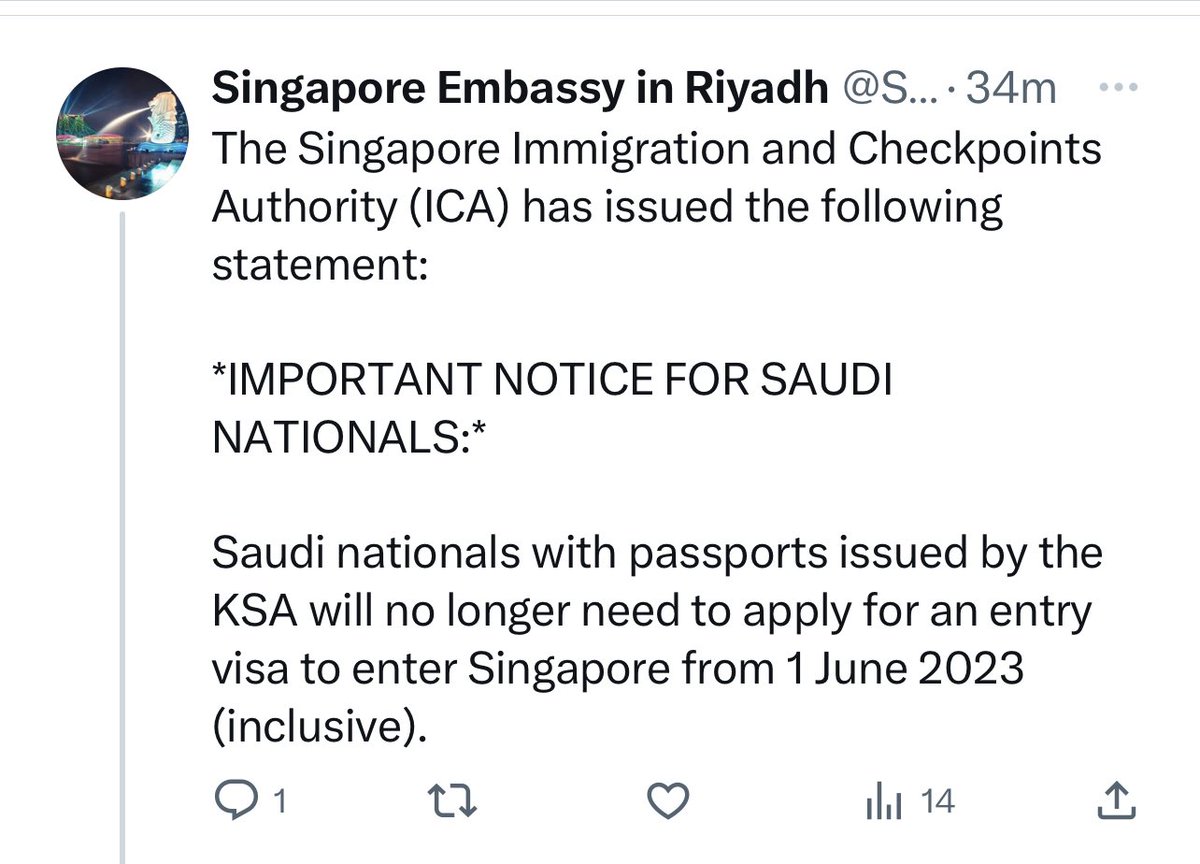 Fawaz2world's tweet image. 🚨🚨 الف الف مبروك سنغافورة الرائعة بدون فيزا للسعوديين بدأ من ١ يونيو القادم 😍💛💛