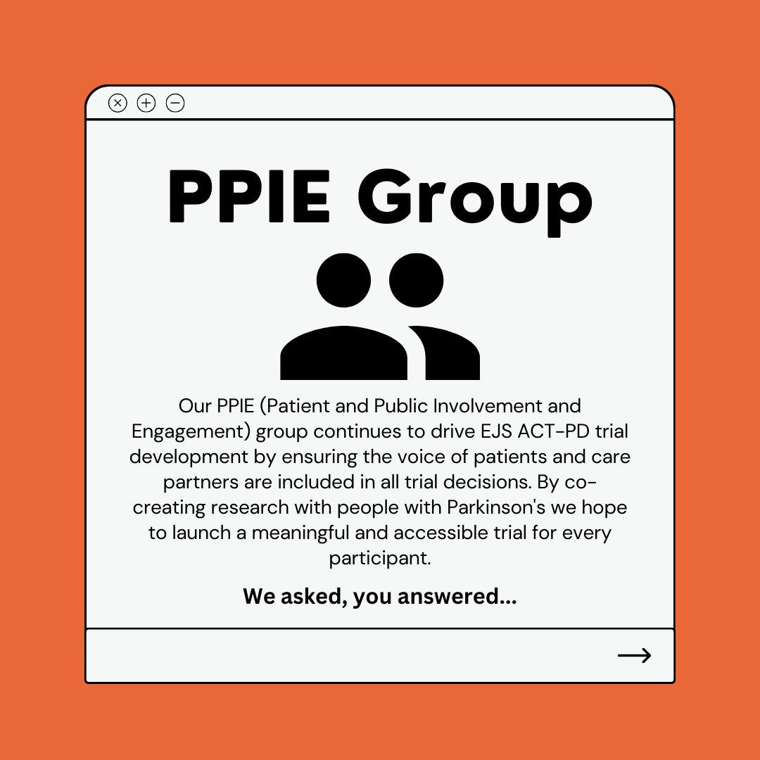 EJS_ACT_PD's tweet photo. How has patient input shaped EJS ACT-PD? This Parkinson's awareness month we want to talk about the importance of co-creating research with people with Parkinson's at the forefront. #Parkinsons #ejsactpd https://t.co/zmqH4H3ppP