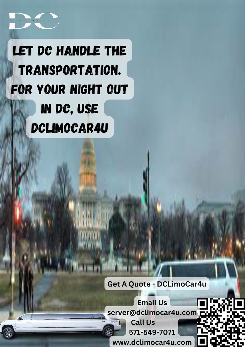 Let DC handle the transportation. For your night out in DC, use DCLimoCar4U.

#DCLimoCar4u #nightoutinDC #luxurytransportation #elegantcars #expertdrivers #safetravel #swankyrides #blackcars #SUVs #comfyandstylish