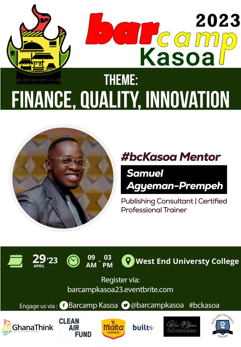 Ready to level up your skills, make new connections, and explore new ideas? Then don't miss Barcamp Kasoa tomorrow! It's going to be epic. #BarcampKasoa #BcKasoa

Register👇
barcampkasoa23.eventbrite.com