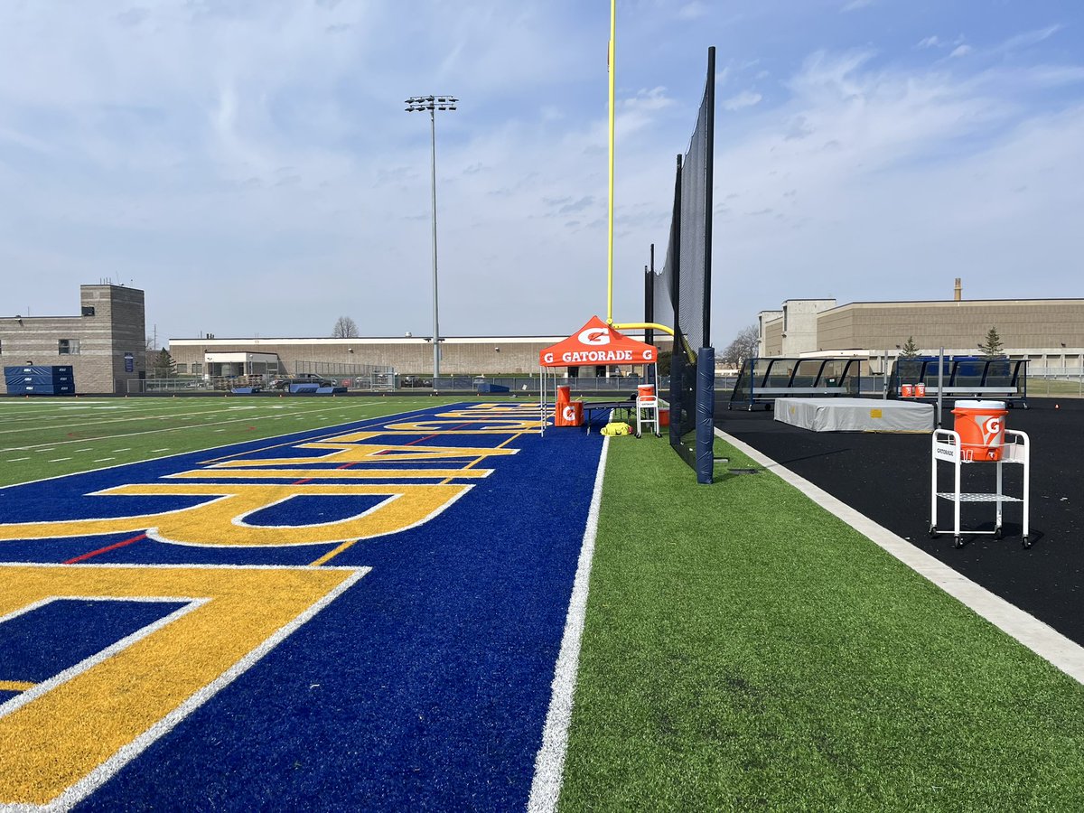 DanSchumacherAD's tweet photo. @UWECblugolds @UWEauClaire @uwectrack Big day on campus! 60 degrees! First track meet on campus in almost 2 decades! Come on out to Simpson Field Stadium for all the action! #rollgolds https://t.co/rZclO28ICU