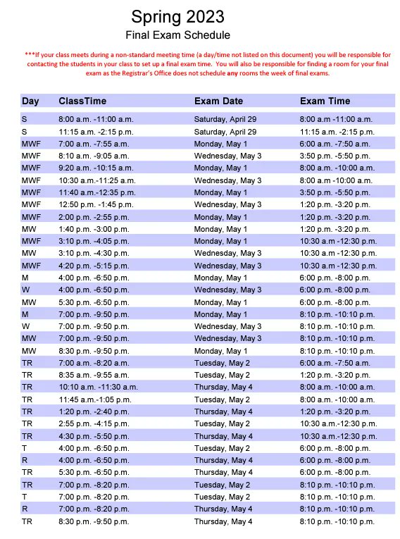 Finals week starts tomorrow, Saturday April 29th. Check ETSU's Spring '23 Finals Week Schedule to see when your final will take place.