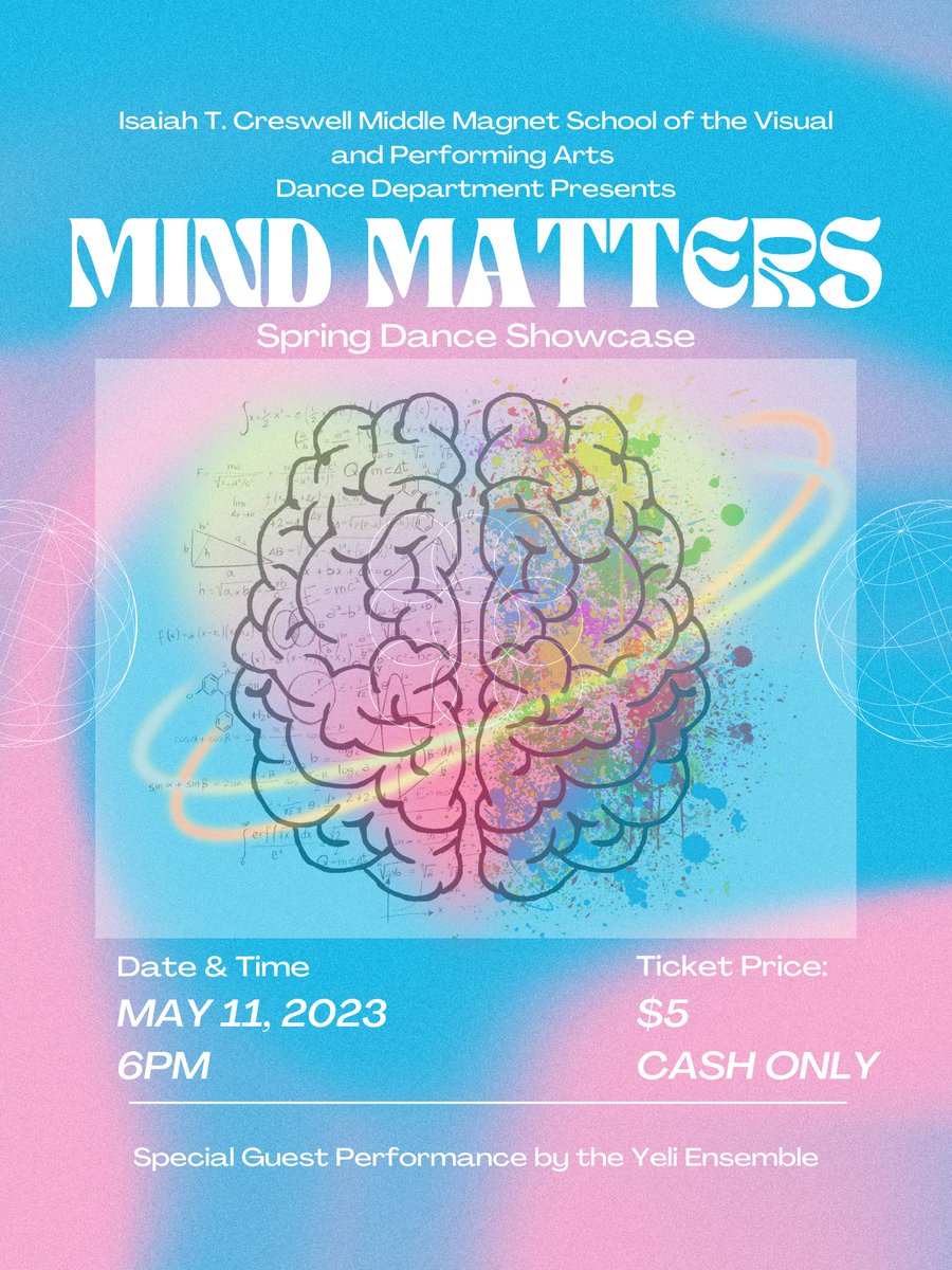 Note: This showcase will bring awareness to mental disabilities. Some of the dance themes are health, depression, healing and rescue. Several of the dances were choreographed by students and supervised by our amazing dance instructor, Ms. Evans. <a href="/ITcreswellmnps/">Creswell Middle Magnet VaPA</a> @metroschools