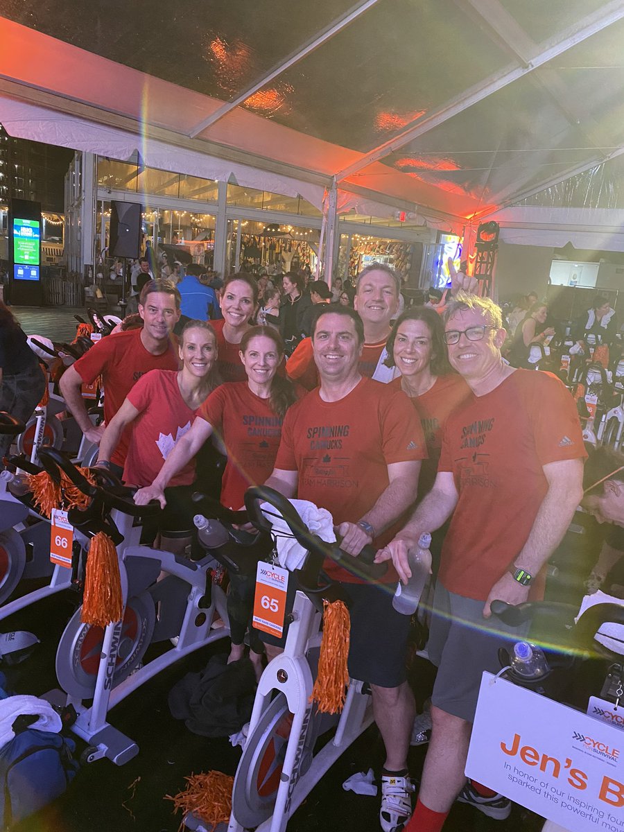 🚨 Big night! The mighty #SpinningCanucks 🇨🇦 bringing our AGame @Cycle4Survival to raise critical funds in the battle to beat rare #cancer We ride for our parents + friends taken too soon, we also ride for #hope 🧡 If you’re moved to help: mskcc.convio.net/goto/EricaHill Thank you 🙏