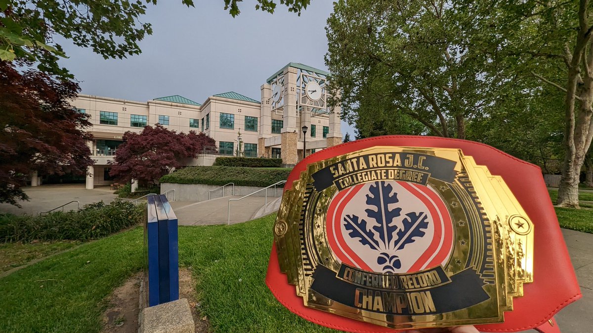 IAmTheZOOM's tweet photo. In 4 hours time, this belt, a suited-up dude, and a speech will make their way to @SantaRosaJC from @SSU_1961 for his third attempt at becoming #StudentSpeaker. They got to happen this time!

#ActuallyAutistic #SRJC #TenTimeChamp #TenDegrees #SantaRosaJuniorCollege #SonomaState https://t.co/Bs5loHxPnw