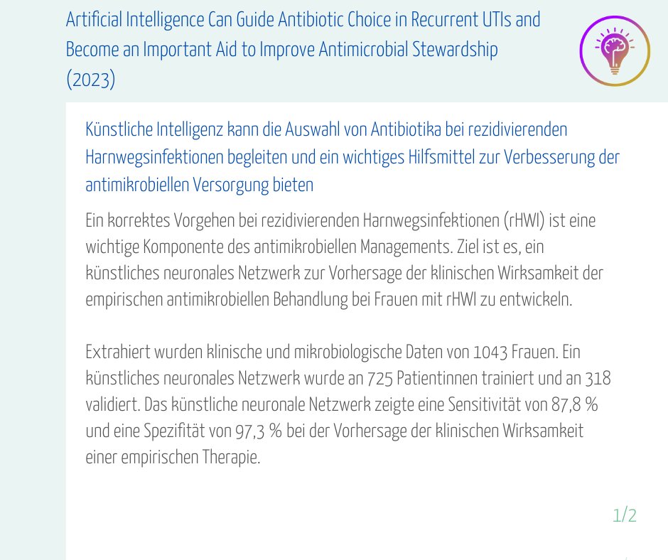 u_ukgm's tweet photo. #artificialintelligence #recurrenturinarytractinfection #rezidivierendeharnwegsinfektion #rHWI #urologie #ukgm #giessen https://t.co/k8rYmMcXHZ